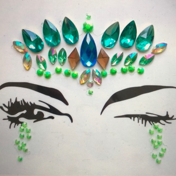Accessories - Metallic festival makeup tattoo rave gem jewels